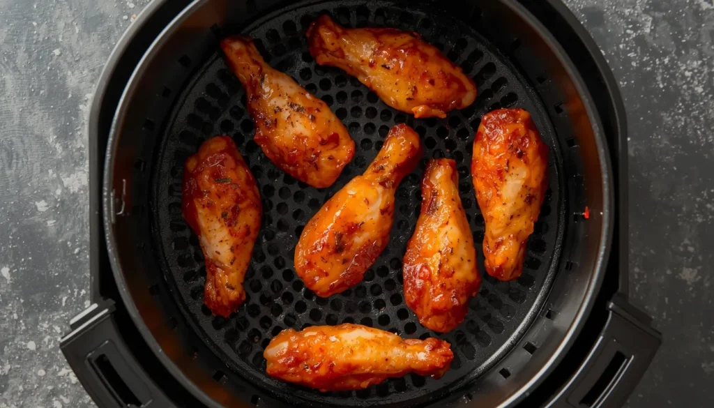 alitas de pollo en cesta freidora de aire