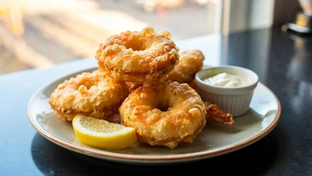 gambas a la gabardina en freidora de aire crujientes