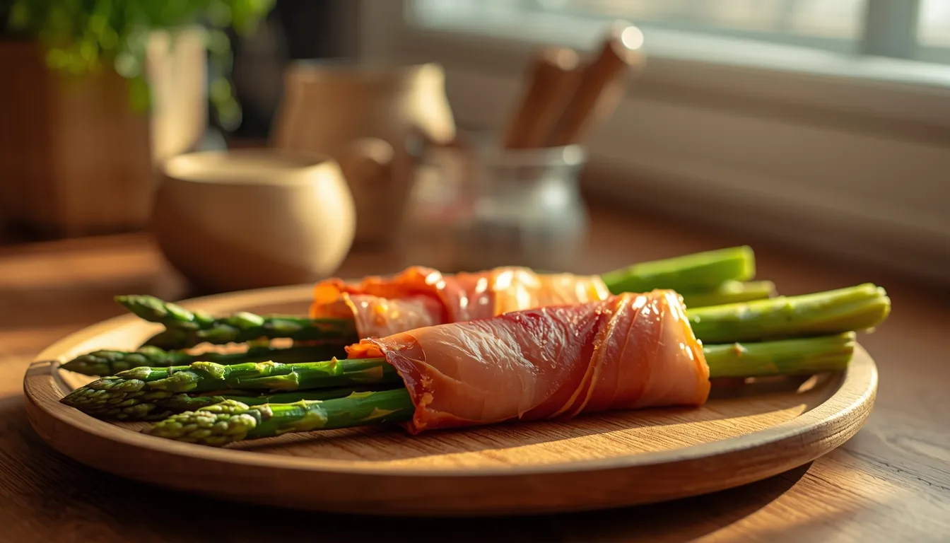 espárragos con jamón serrano en freidora de aire