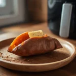 boniato asado en freidora de aire tierno con mantequilla y canela