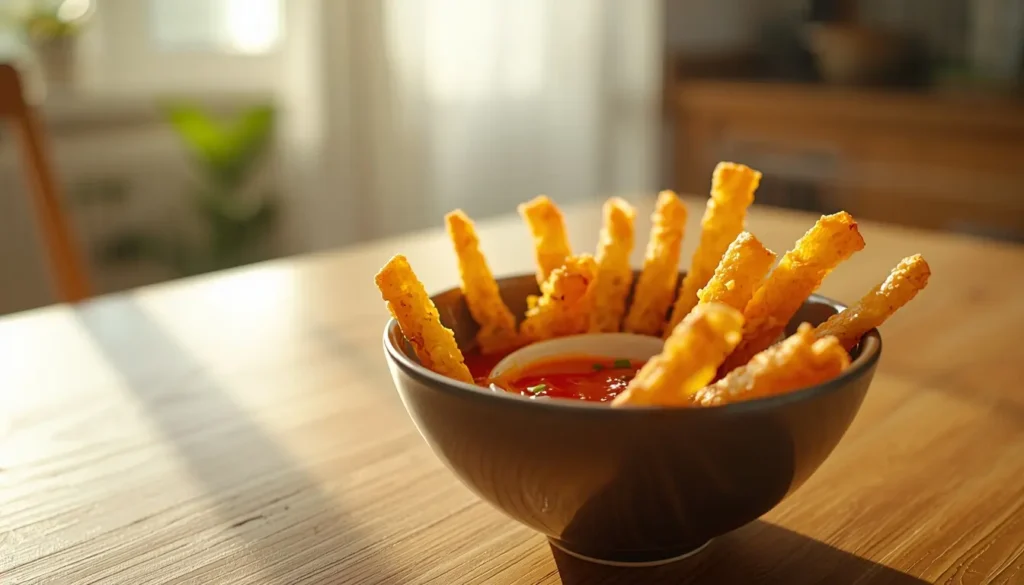 chips de surimi en freidora de aire crujientes