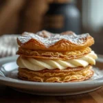 crinkle cake en freidora de aire con hojaldre arrugado y crema pastelera