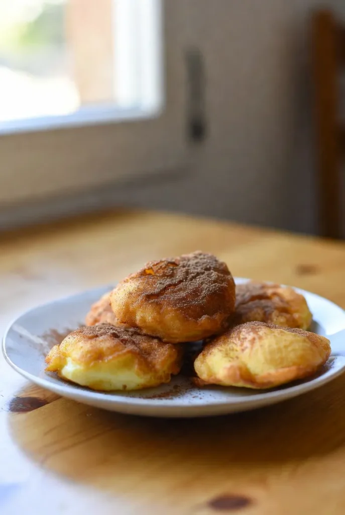 leche frita en freidora de aire dorada y cremosa