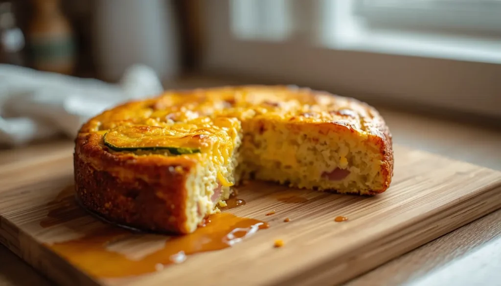 pastel de calabacín con jamón y queso en freidora de aire