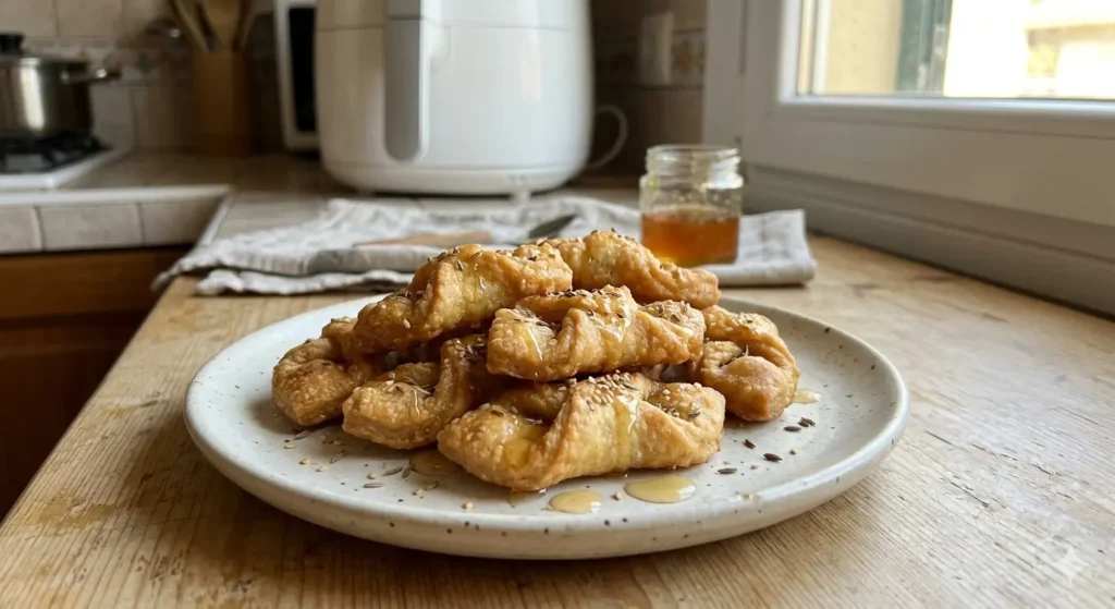 pestiños en freidora de aire con miel dulce de Semana Santa