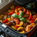 ratatouille en freidora de aire con verduras caramelizadas