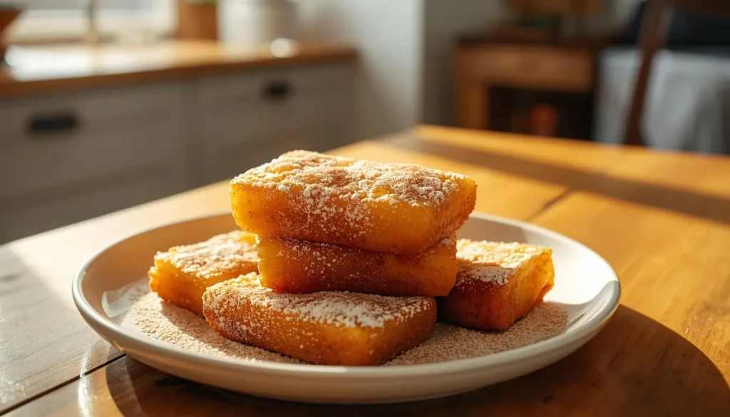 torrijas en freidora de aire doradas y cremosas