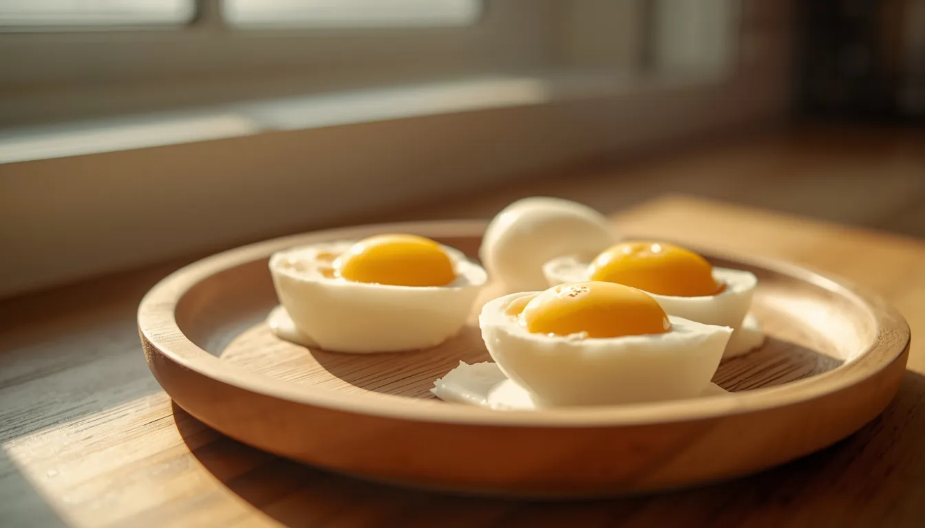 huevos en freidora de aire con diferentes puntos de cocción