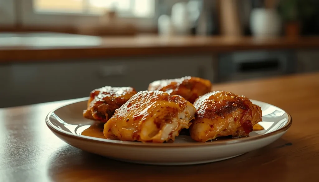 muslos de pollo al limón en freidora de aire con miel y mostaza