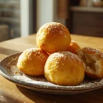 buñuelos de viento en freidora de aire esponjosos con azúcar glas