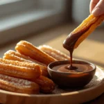 churros caseros en freidora de aire con azúcar y chocolate