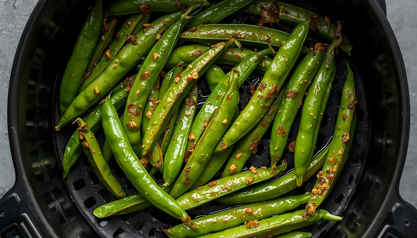 guisantes en freidora de aire tiernos
