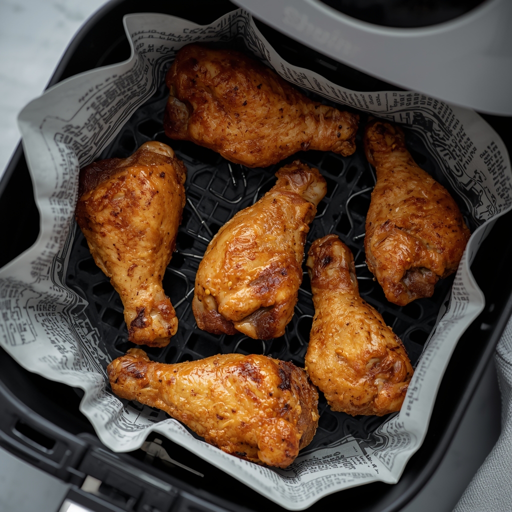 muslos de pollo en freidora de aire crujientes