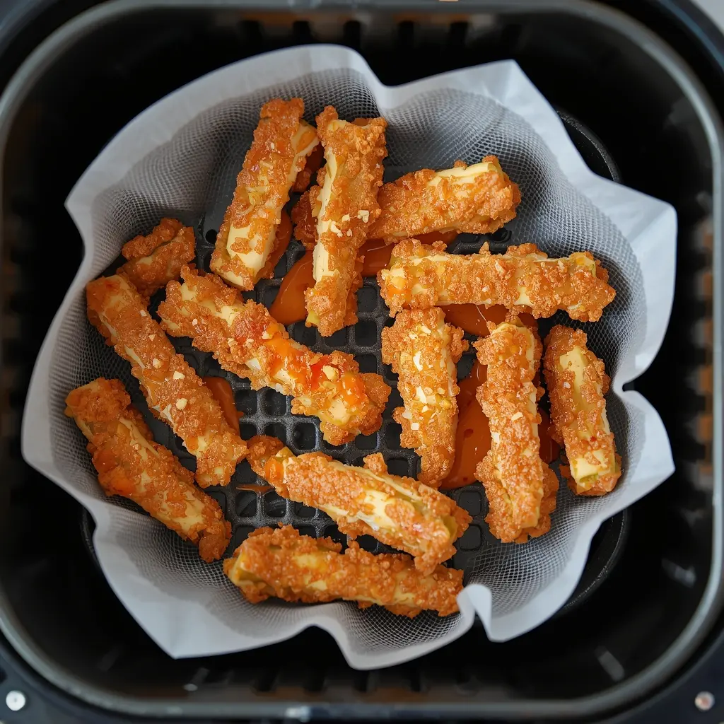 palitos de cangrejo en freidora de aire crujientes