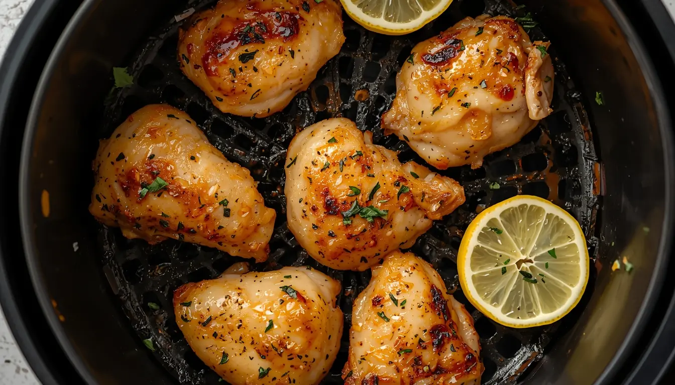 pollo al limón en freidora de aire jugoso