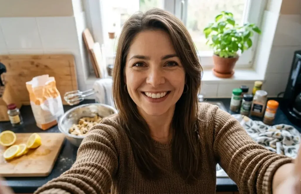 Laura Sánchez cocinando sobre freidoras de aire