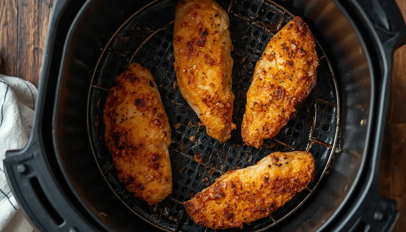 filetes de pollo en freidora de aire jugosos