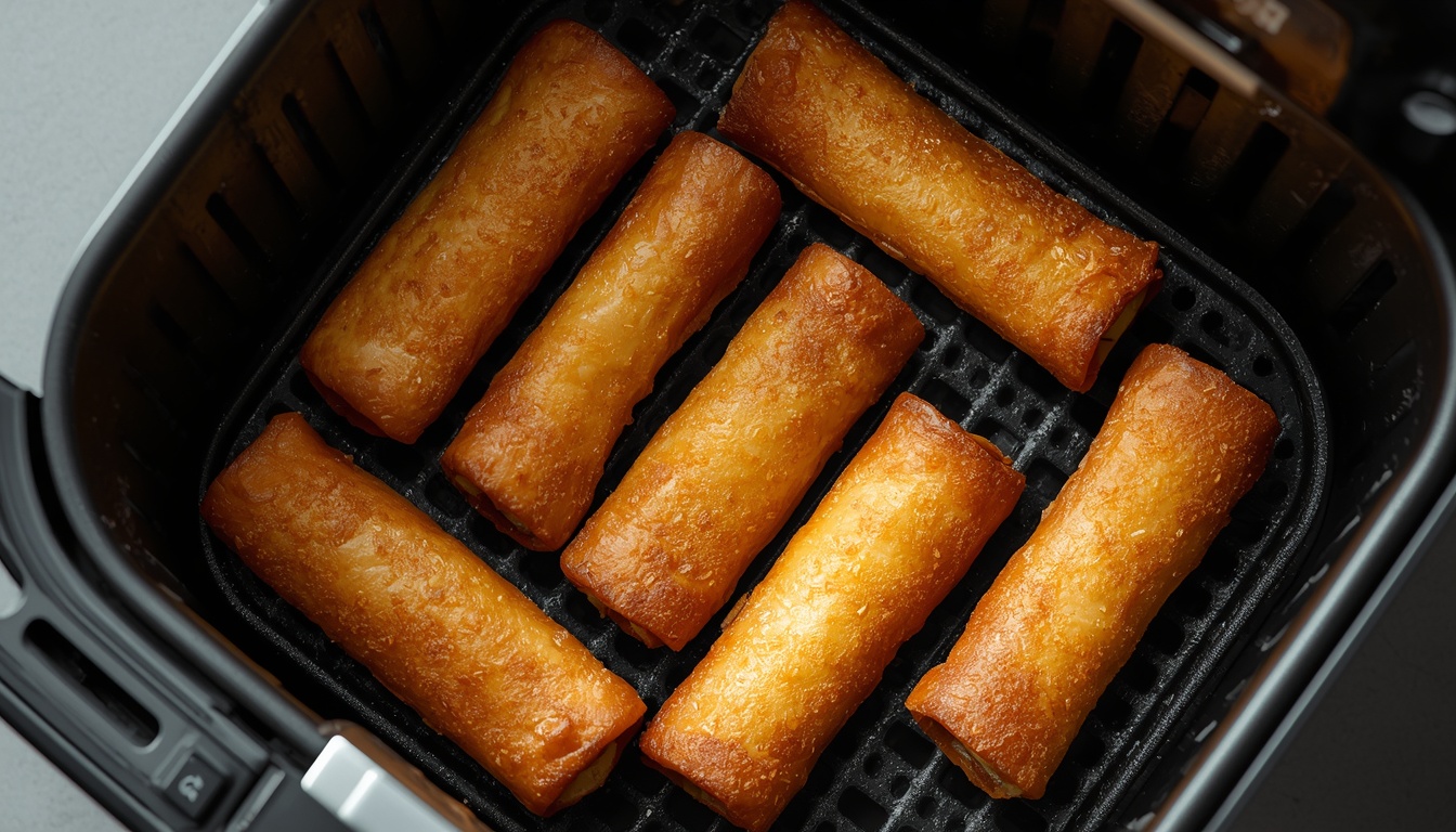 rollitos de primavera en freidora de aire crujientes