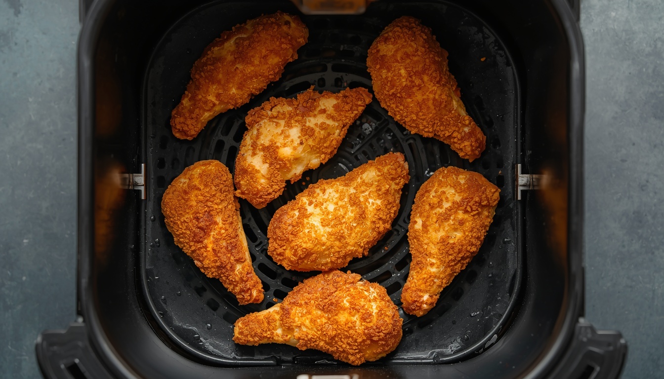 tiras de pollo en freidora de aire crujientes