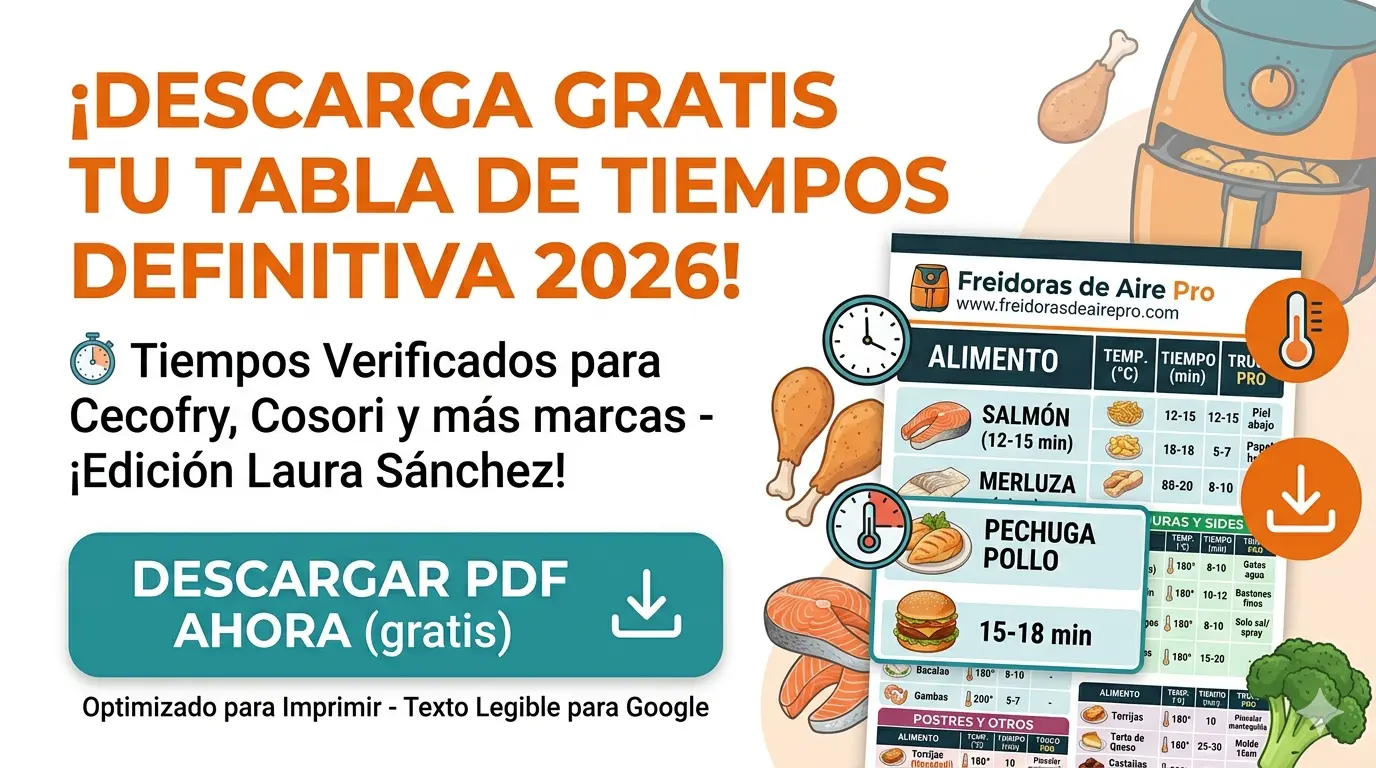 Tabla de Tiempos Freidora de Aire 2026 — Guía Completa PDF