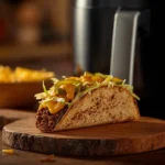 Tacos Big Mac en freidora de aire con carne picada, queso cheddar fundido y lechuga.