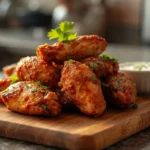 alas de pollo adobadas picantes Mercadona en airfryer con piel crujiente y dorada recién salidas de la freidora